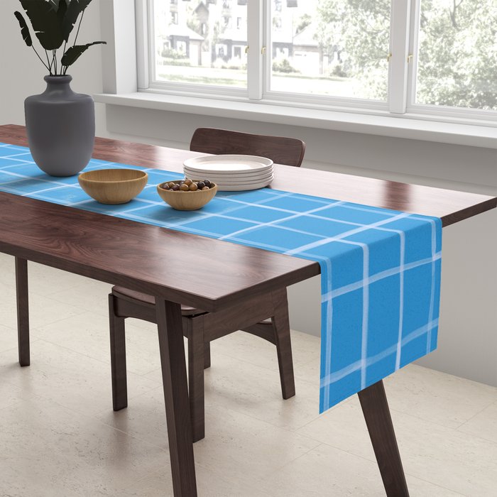 Abstract Tennis Net Pattern in Sky Blue Table Runner Gallery Image 2