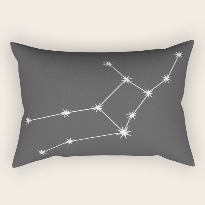 Virgo Zodiac Star Constellation Line Art Grey Rectangular Pillow Gallery Image 2