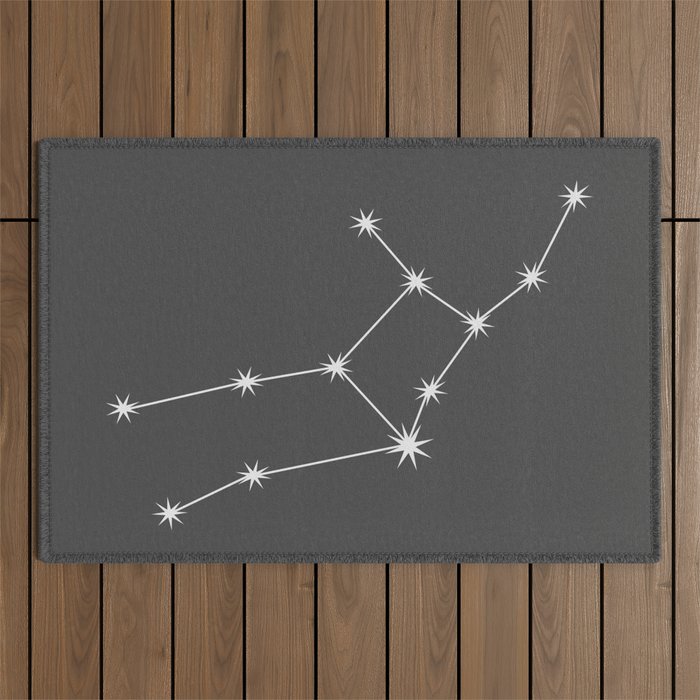 Virgo Zodiac Star Constellation Line Art Grey Outdoor Rug Gallery Image 1