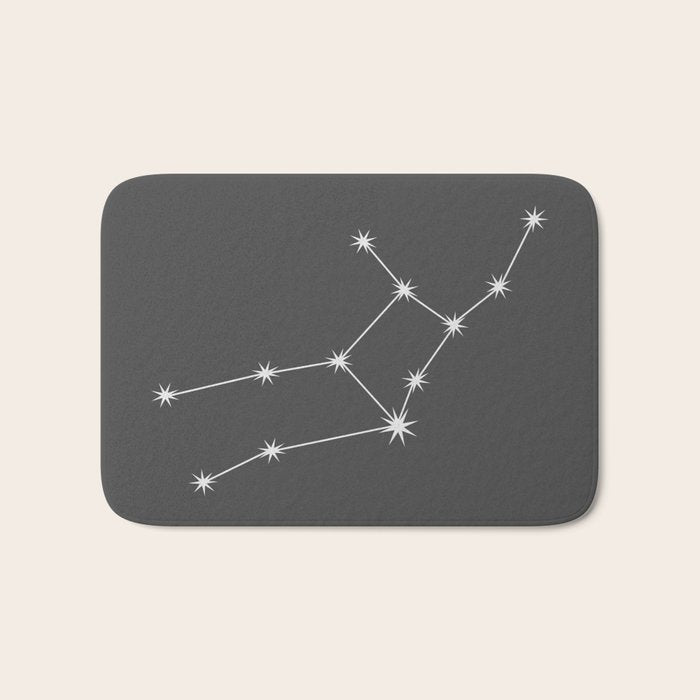 Virgo Zodiac Star Constellation Line Art Grey Bath Mat Gallery Image 1