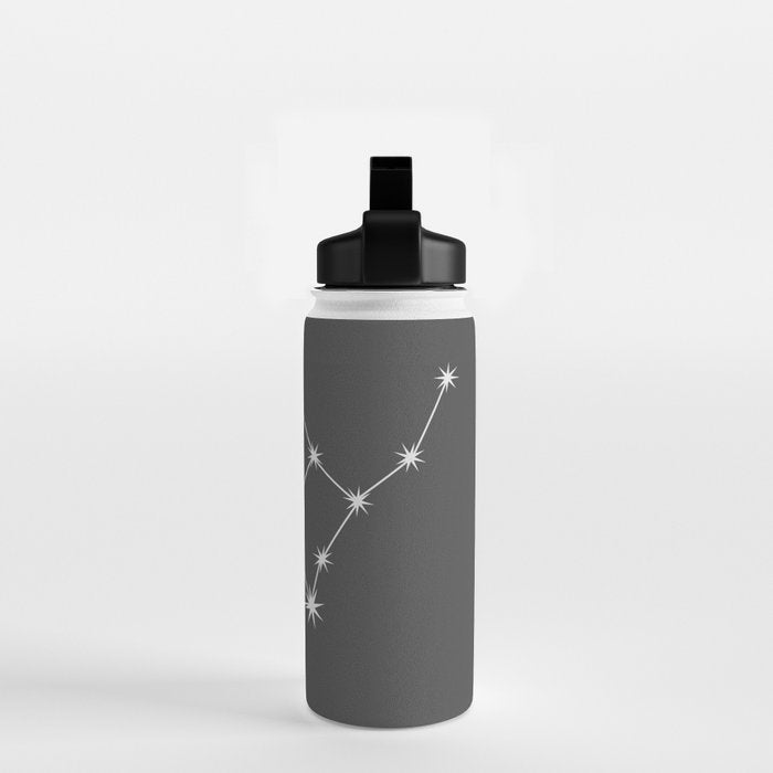 Virgo Zodiac Star Constellation Line Art Grey Water Bottle Gallery Image 2