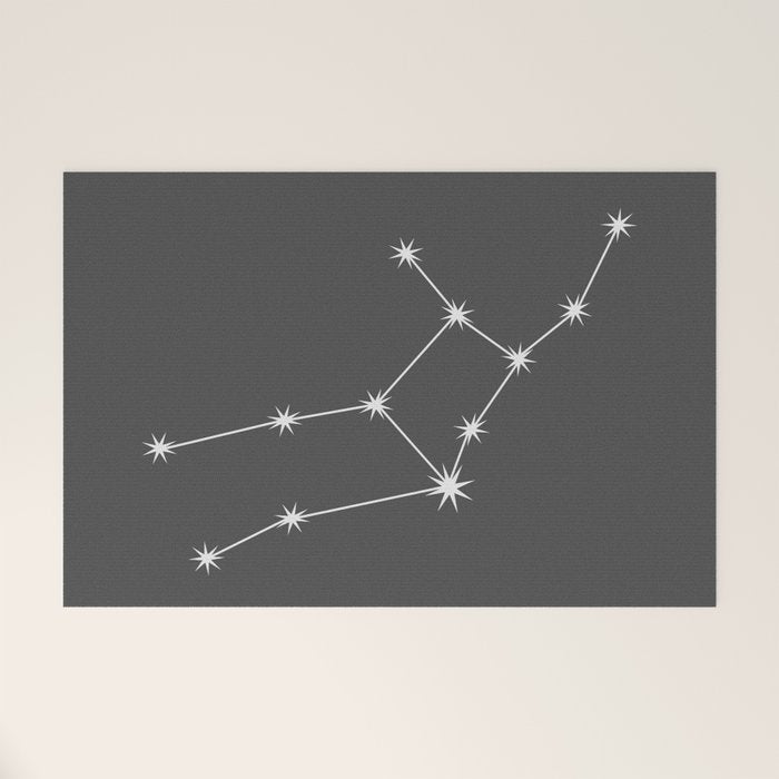 Virgo Zodiac Star Constellation Line Art Grey Welcome Mat Gallery Image 1