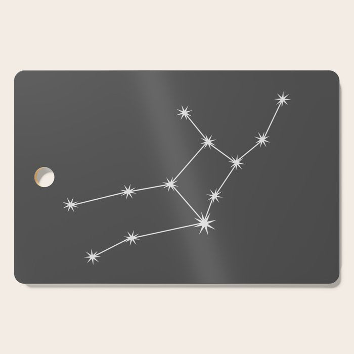 Virgo Zodiac Star Constellation Line Art Grey Cutting Board Gallery Image 1