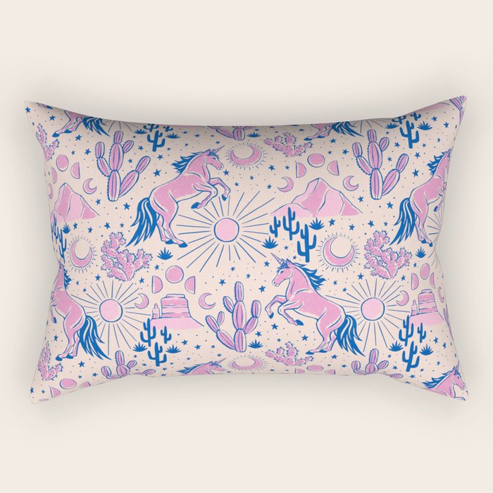 Desert Unicorn - pink and ultramarine  Rectangular Pillow Gallery Image 2