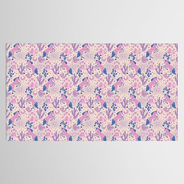 Desert Unicorn - pink and ultramarine  Tablecloth Gallery Image 2