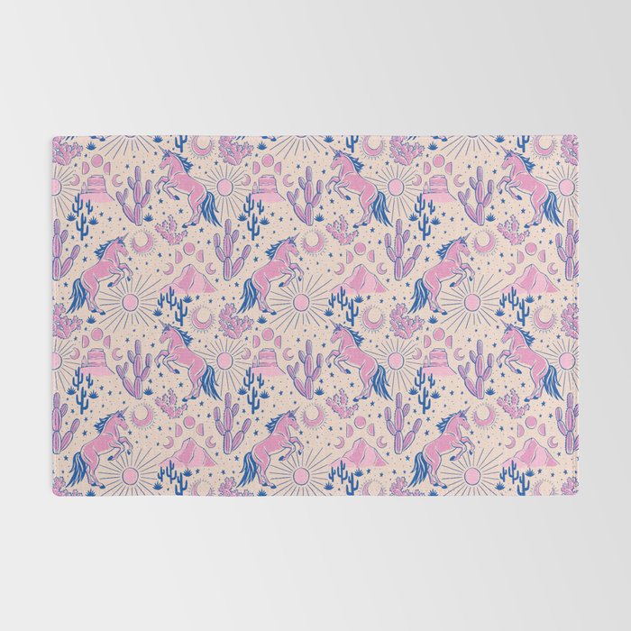 Desert Unicorn - pink and ultramarine  Rug Gallery Image 2