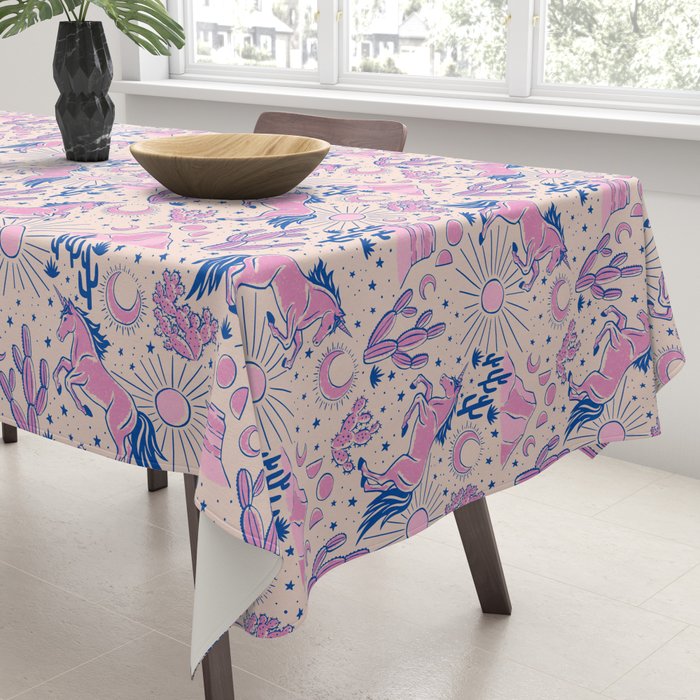Desert Unicorn - pink and ultramarine  Tablecloth Gallery Image 3