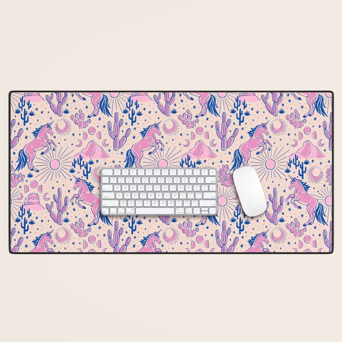 Desert Unicorn - pink and ultramarine  Desk Mat Gallery Image 1
