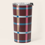 Windowpane Plaid Burgundy Travel Mug Gallery Image 2