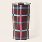Windowpane Plaid Burgundy Travel Mug Gallery Image 1