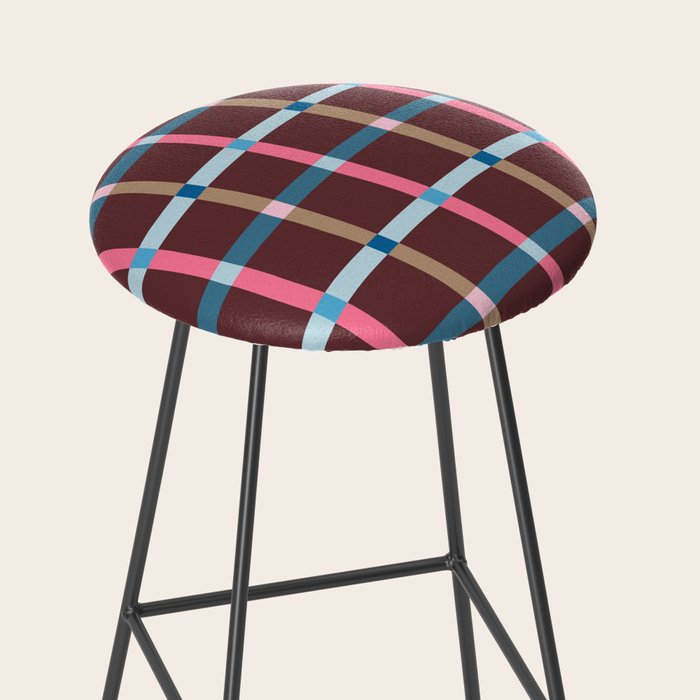 Windowpane Plaid Burgundy Stool Gallery Image 2