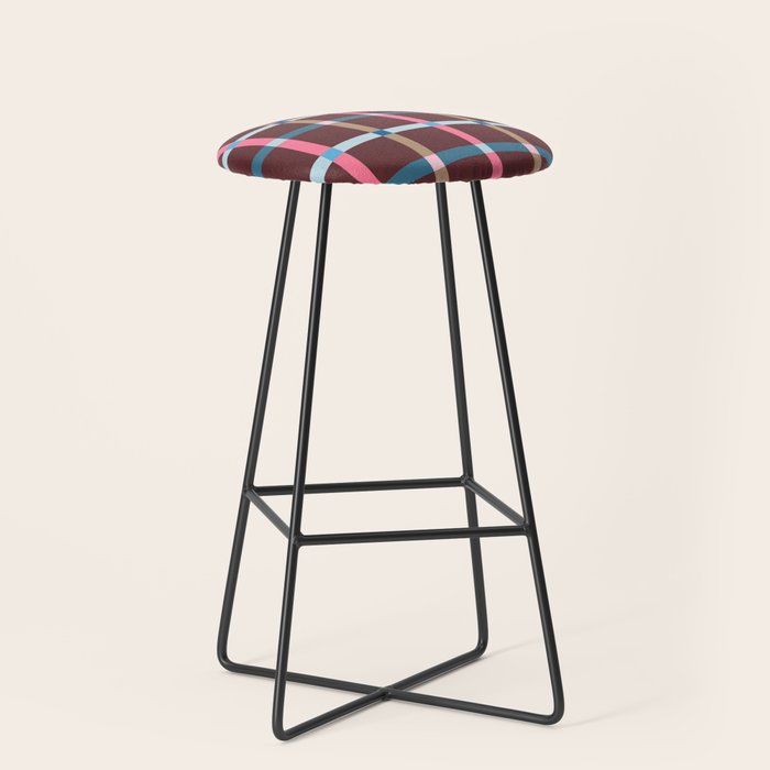 Windowpane Plaid Burgundy Stool Gallery Image 1