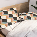 Cuboid Geometric Abstract Shapes Pattern XXXII Pillow Sham Gallery Image 2