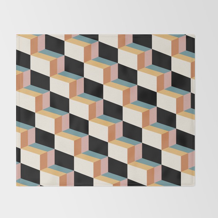 Cuboid Geometric Abstract Shapes Pattern XXXII Throw Blanket Gallery Image 2