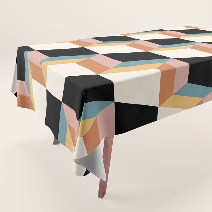 Cuboid Geometric Abstract Shapes Pattern XXXII Tablecloth Gallery Image 1