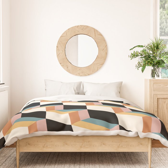Cuboid Geometric Abstract Shapes Pattern XXXII Duvet Cover Gallery Image 3