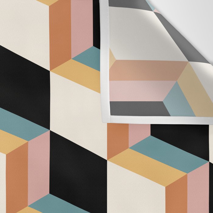 Cuboid Geometric Abstract Shapes Pattern XXXII Wall Tapestry Gallery Image 3