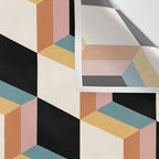 Cuboid Geometric Abstract Shapes Pattern XXXII Wall Tapestry Gallery Image 3