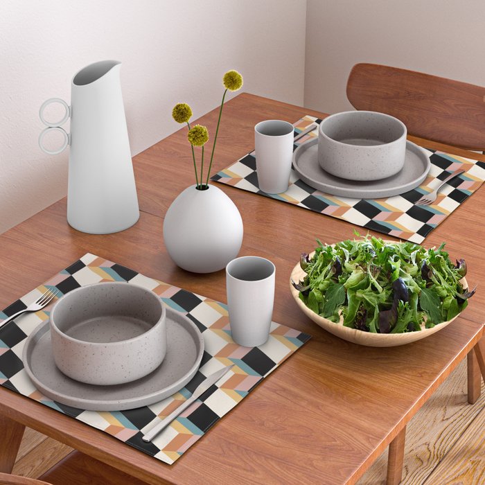 Cuboid Geometric Abstract Shapes Pattern XXXII Placemat Gallery Image 2