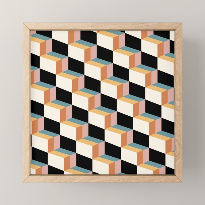 Cuboid Geometric Abstract Shapes Pattern XXXII Mini Art Print Gallery Image 1