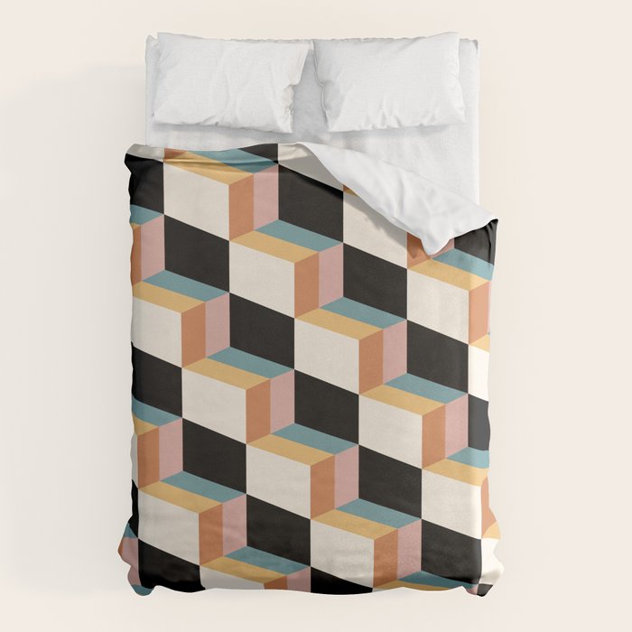 Cuboid Geometric Abstract Shapes Pattern XXXII Duvet Cover Gallery Image 6