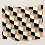 Cuboid Geometric Abstract Shapes Pattern XXXII Wall Tapestry Gallery Image 4