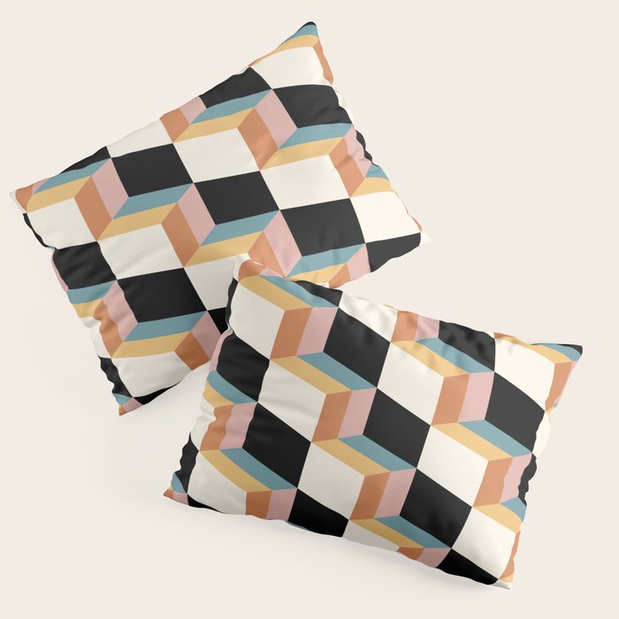 Cuboid Geometric Abstract Shapes Pattern XXXII Pillow Sham Gallery Image 3