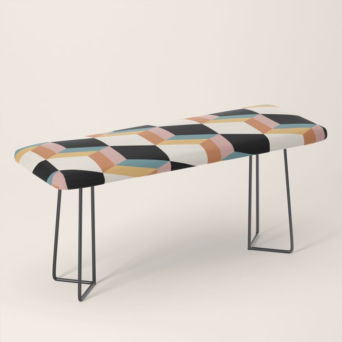 Cuboid Geometric Abstract Shapes Pattern XXXII Bench Gallery Image 1