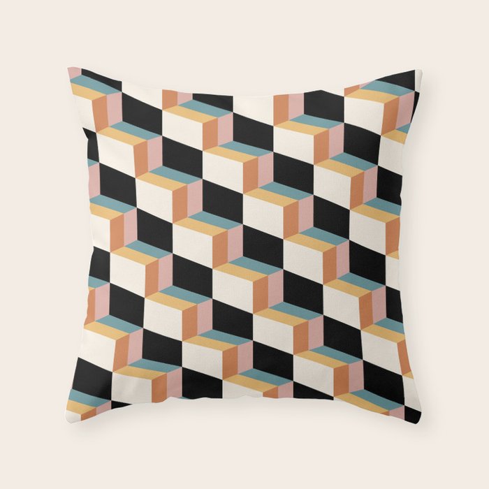 Cuboid Geometric Abstract Shapes Pattern XXXII Throw Pillow Gallery Image 6