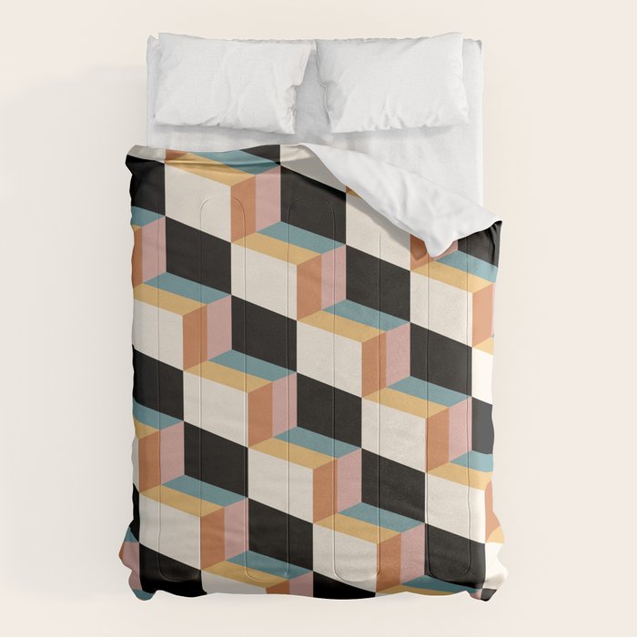 Cuboid Geometric Abstract Shapes Pattern XXXII Comforter Gallery Image 6