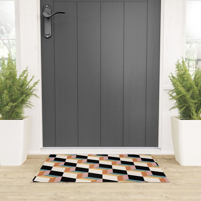 Cuboid Geometric Abstract Shapes Pattern XXXII Welcome Mat Gallery Image 3