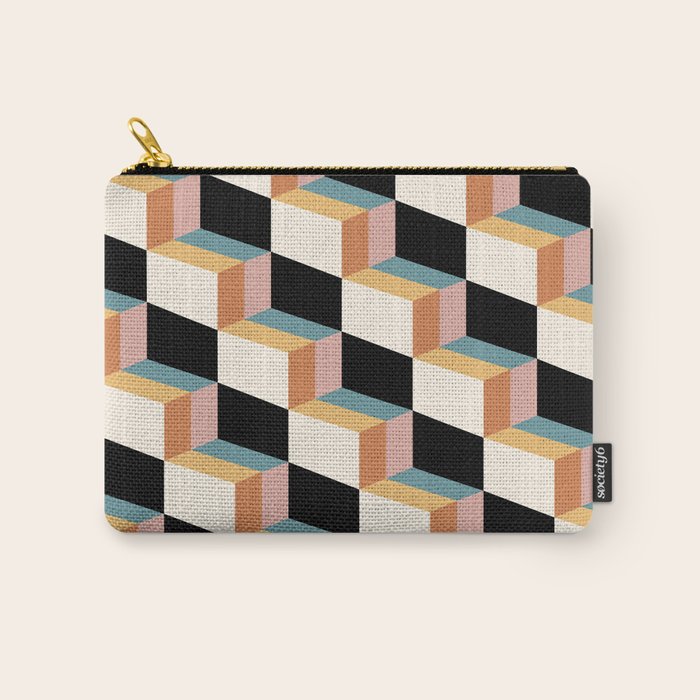 Cuboid Geometric Abstract Shapes Pattern XXXII Carry All Pouch Gallery Image 1