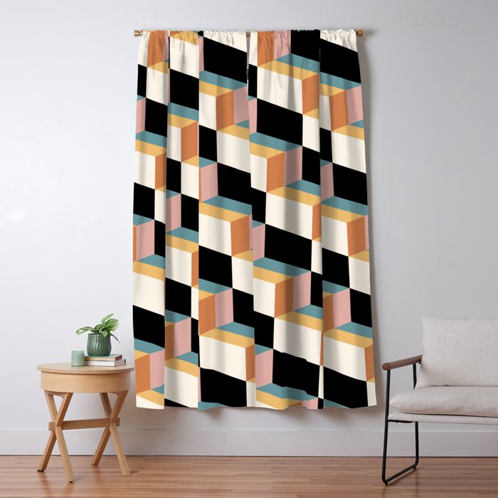 Cuboid Geometric Abstract Shapes Pattern XXXII Window Curtain Gallery Image 5