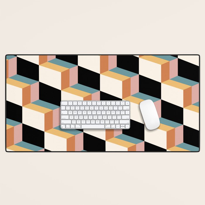 Cuboid Geometric Abstract Shapes Pattern XXXII Desk Mat Gallery Image 1