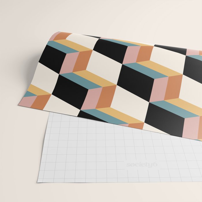 Cuboid Geometric Abstract Shapes Pattern XXXII Wrapping Paper Gallery Image 2