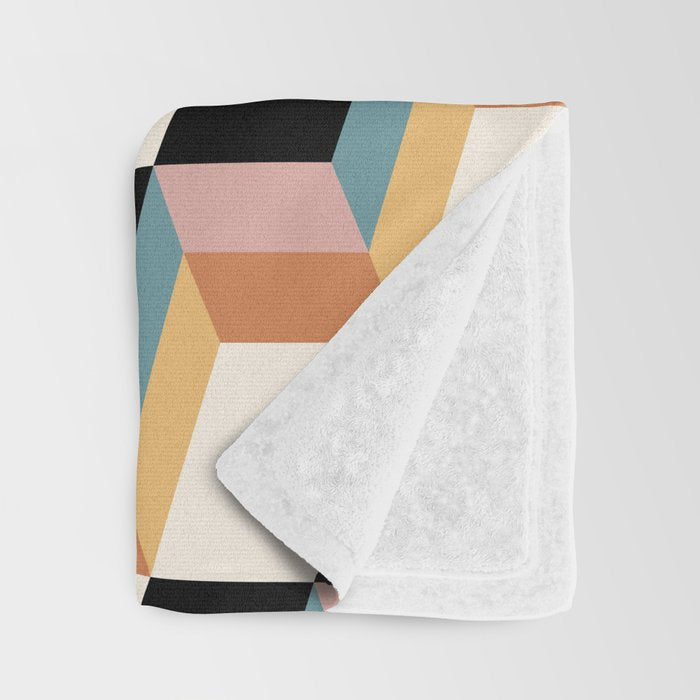 Cuboid Geometric Abstract Shapes Pattern XXXII Throw Blanket Gallery Image 3