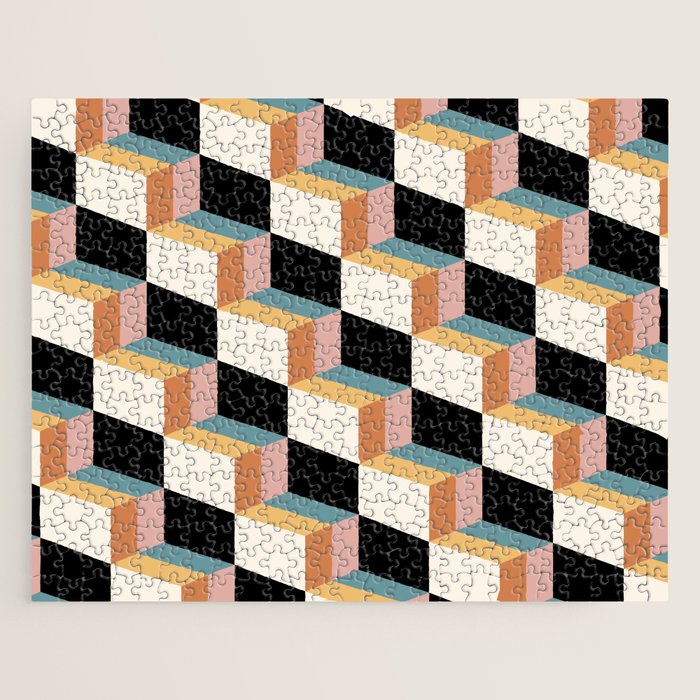 Cuboid Geometric Abstract Shapes Pattern XXXII Jigsaw Puzzle Gallery Image 1