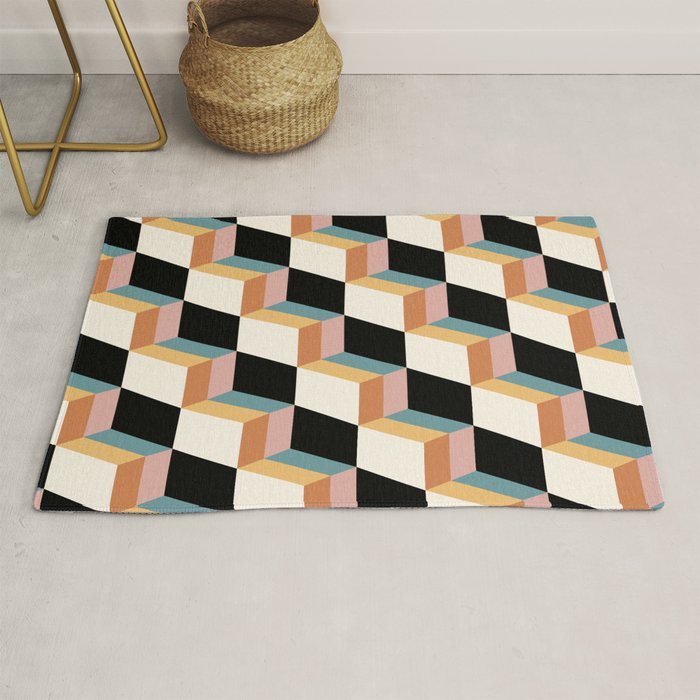 Cuboid Geometric Abstract Shapes Pattern XXXII Rug Gallery Image 1