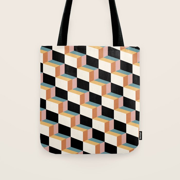 Cuboid Geometric Abstract Shapes Pattern XXXII Tote Bag Gallery Image 1
