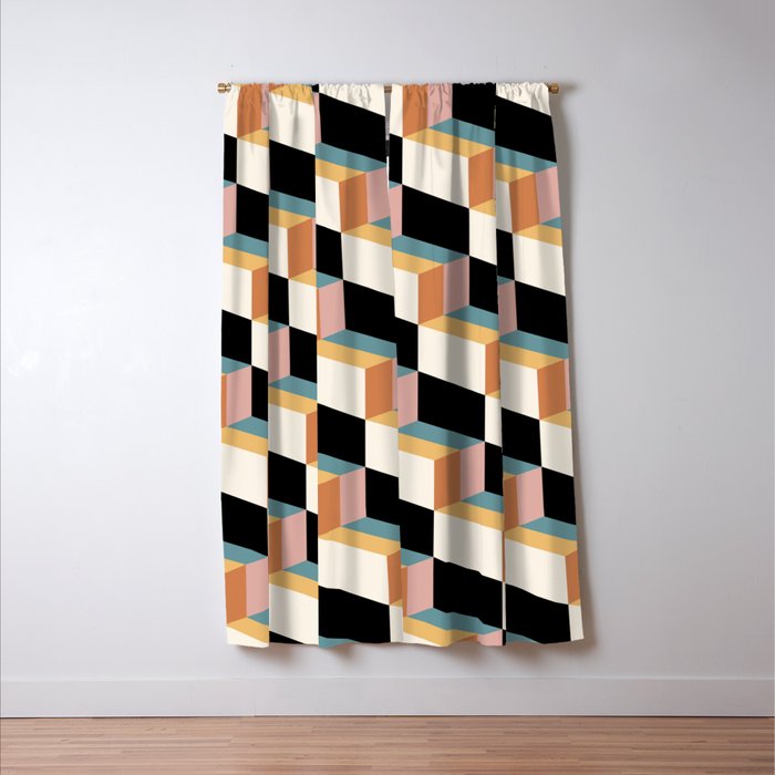 Cuboid Geometric Abstract Shapes Pattern XXXII Window Curtain Gallery Image 3