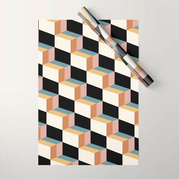 Cuboid Geometric Abstract Shapes Pattern XXXII Wrapping Paper Gallery Image 1