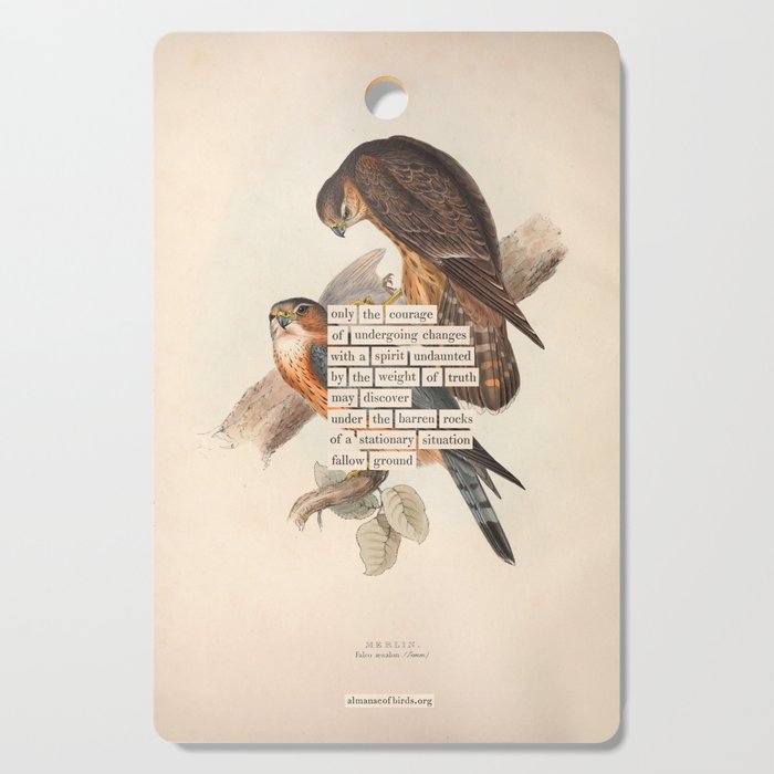 Bird Divinations: Merlin (about: almanacofbirds.org) Cutting Board Gallery Image 1