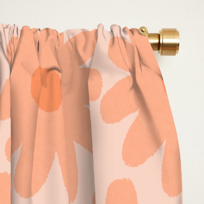 Crayon Flowers Smudgy Soft Pastel Floral Pattern in Apricot Window Curtain Gallery Image 2
