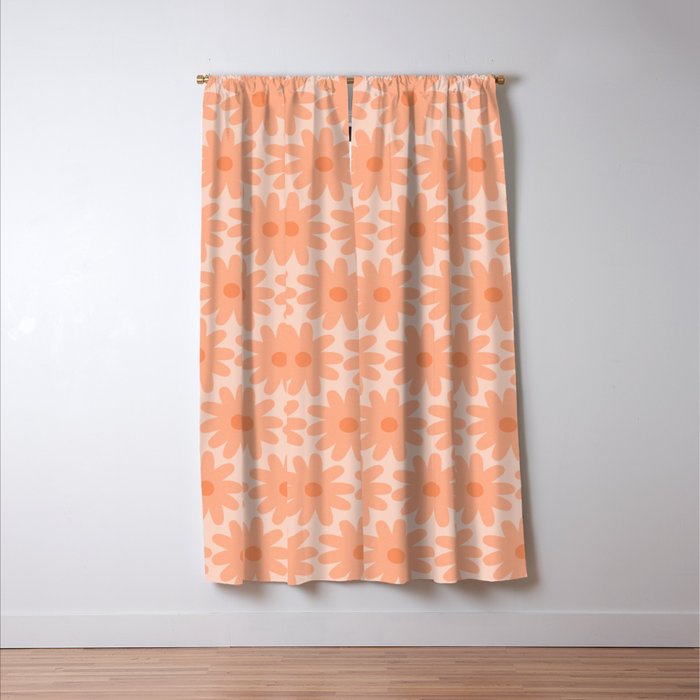 Crayon Flowers Smudgy Soft Pastel Floral Pattern in Apricot Window Curtain Gallery Image 3