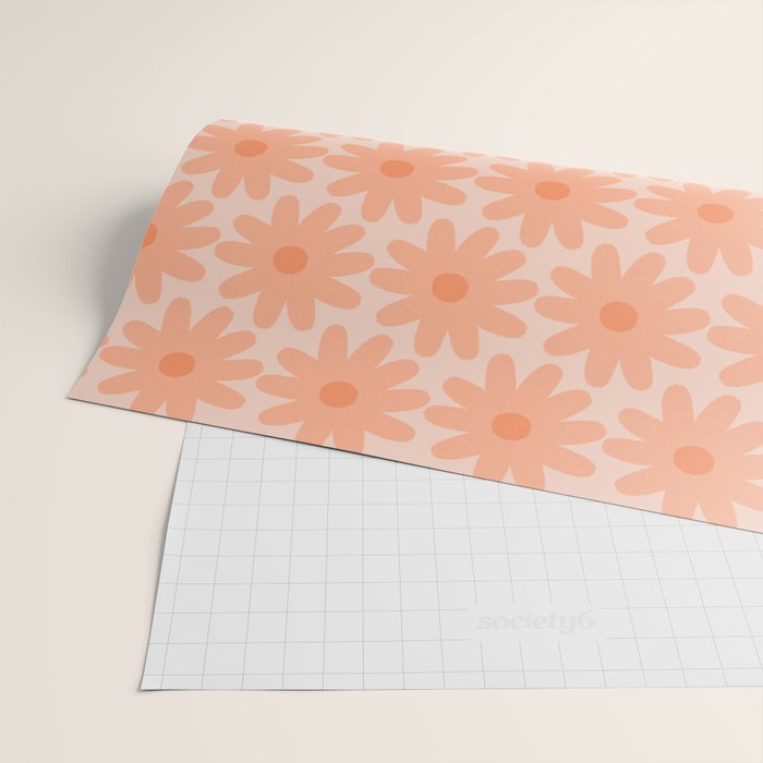Crayon Flowers Smudgy Soft Pastel Floral Pattern in Apricot Wrapping Paper Gallery Image 2