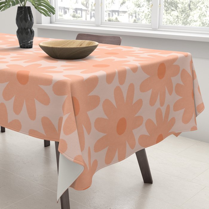 Crayon Flowers Smudgy Soft Pastel Floral Pattern in Apricot Tablecloth Gallery Image 3