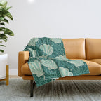 Seashell - sea green Throw Blanket Gallery Image 1