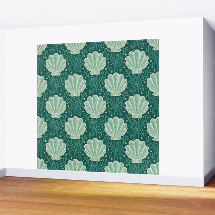 Seashell - sea green Wall Mural Gallery Image 2