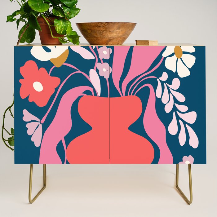 Blushing flower pot  Credenza Gallery Image 1