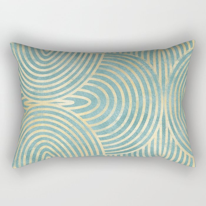 Art Deco Mint Green & Gold Pattern Rectangular Pillow Gallery Image 2
